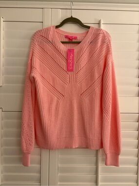 Lilly Pulitzer NWT Large Bristow Pink Knit Sweater